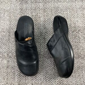 Aravon Clogs Women 10 D Black Leather New Balance ABZORB WSK01BK Comfort Mules